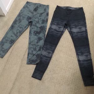 Lot of athleta space dye gym yoga pants leggings XS green black patterned women